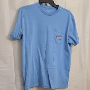 Vineyard Vines Women XL Light Blue Lacrosse Short Sleeve Graphic Tee 100% Cotton